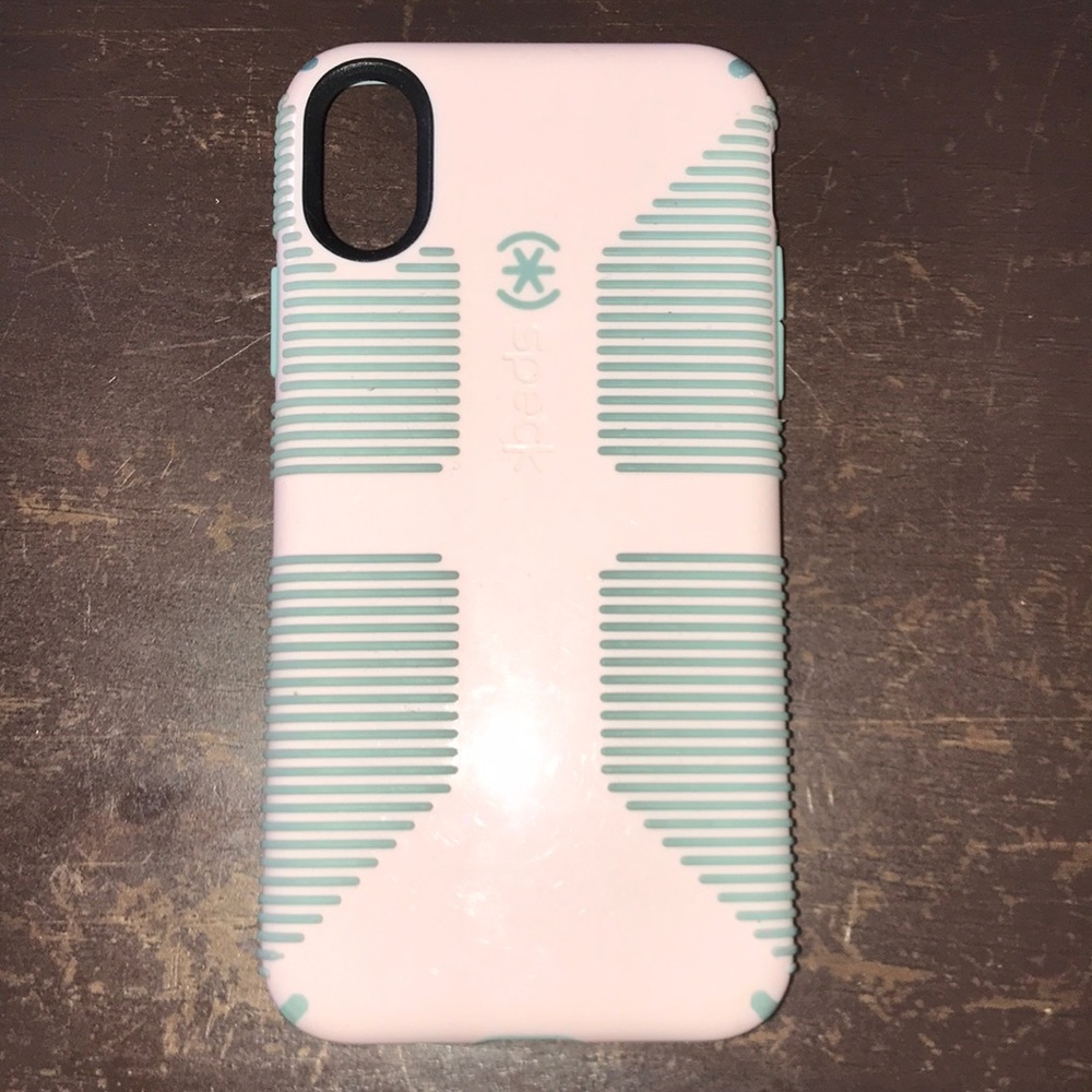 iPhone X Speck Case - Pastel Pink with Teal